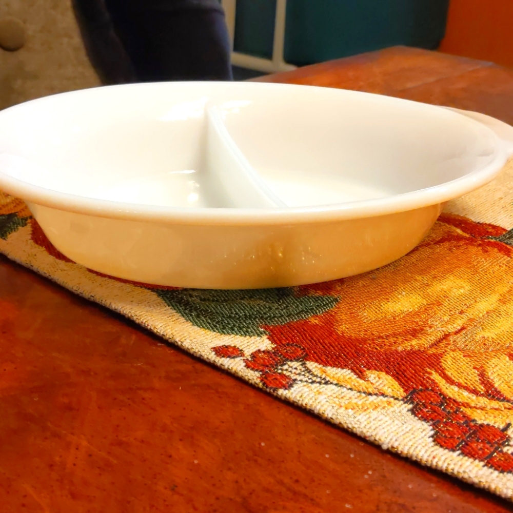 Fire King divided serving dish #468